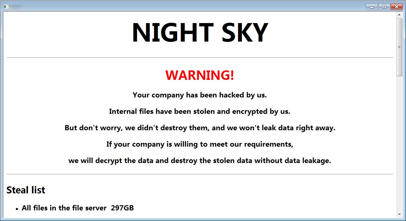 NightSky Ransom note - computer repairs